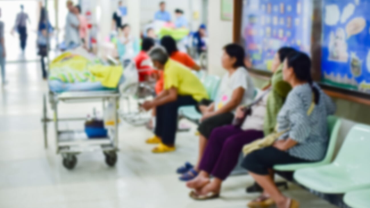 Blur image of patients in the hospital waiting to see doctor and treatment.; Shutterstock ID 1122551948