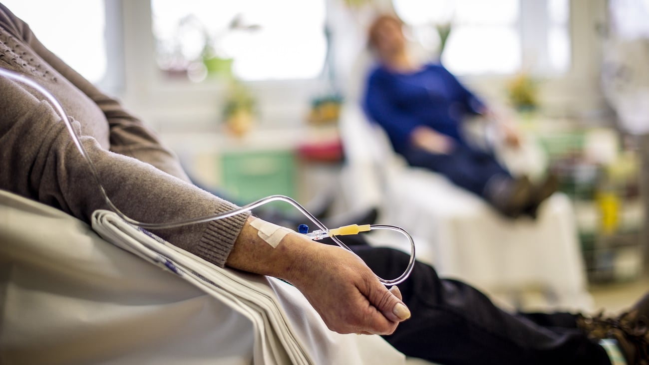 Cancer patients receiving chemotherapy treatment in a hospital.; Shutterstock ID 529109200