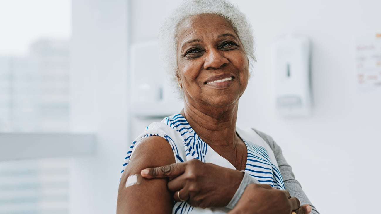 Senior woman vaccinated