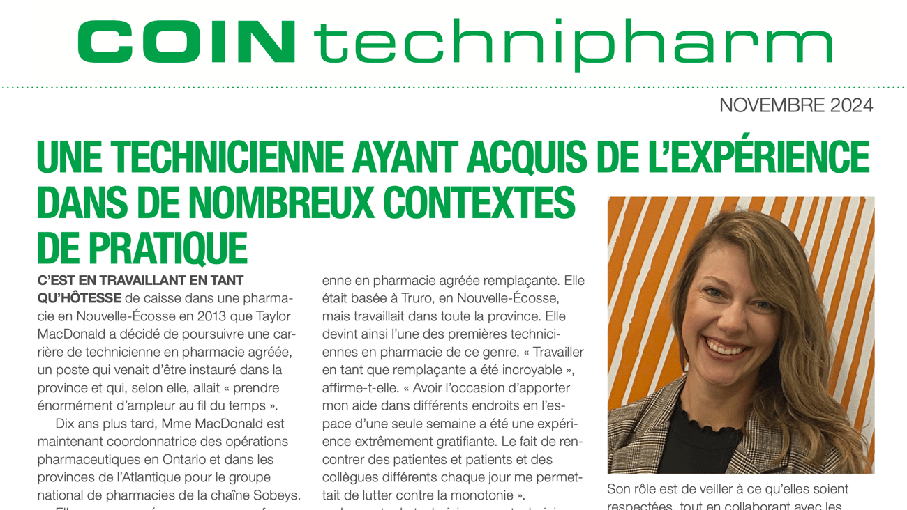 Coin TechniPharm novembre 2024