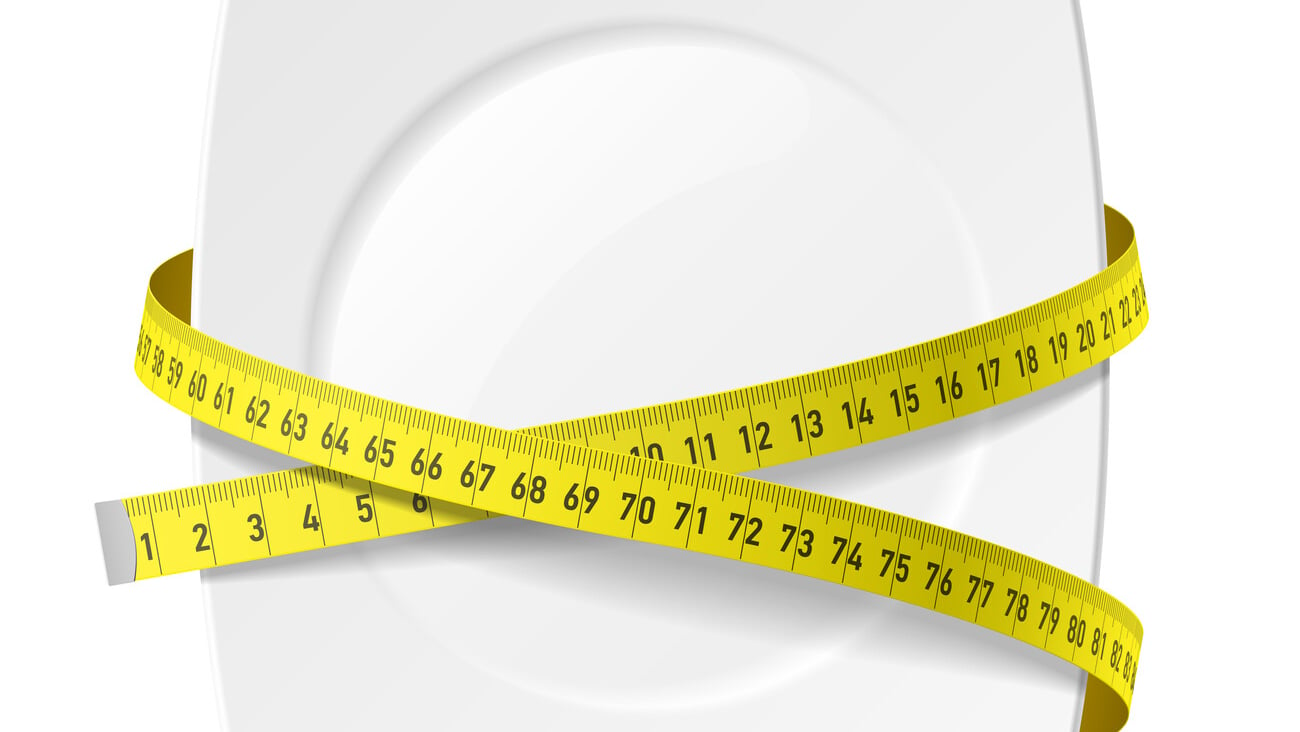 Plate with measuring tape - diet theme. Vector.; Shutterstock ID 181032086