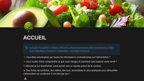 La page d'accueil du Nutriportail de Prévos Jantchou.