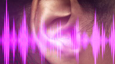 Oreille avec fréquences sonores