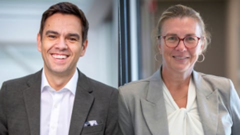 Charles Milliard (PLQ) et Linda Vaillant (PQ) (crédits: Université Bishop et Parti Québécois)