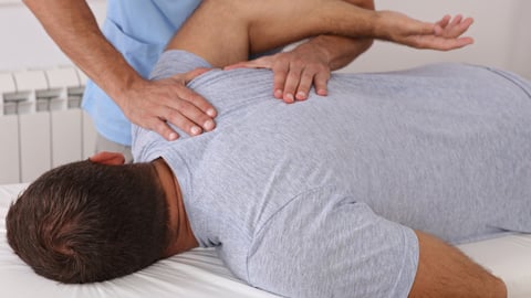Osteopathy / Chiropractic treatment, Back pain relief. Physiotherapy for male patient, sport injury recovery; Shutterstock ID 1505893952