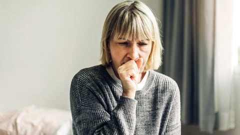 Sick senior adult elderly asia women feeling unwell coughing with sore throat.Healthcare and medicine concept; Shutterstock ID 1620630013