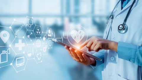 Medicine doctor touching tablet with  digital healthcare and network connection and hologram modern virtual screen interface icons, Medical technology and futuristic concept.; Shutterstock ID 1726778695