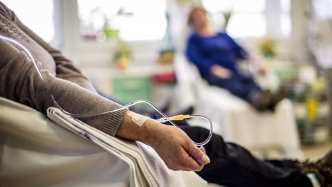 Cancer patients receiving chemotherapy treatment in a hospital.; Shutterstock ID 529109200