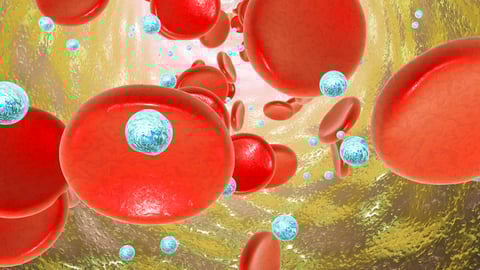 Représentation de nanoparticules dans le sang